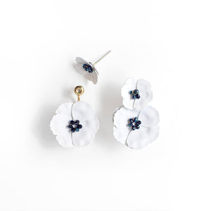 Poppy Front Back Earrings - White