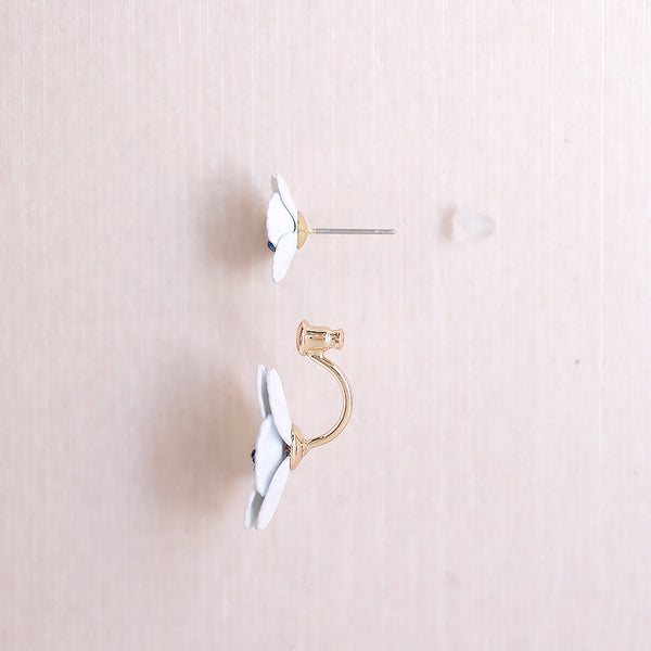 Poppy Front Back Earrings - White