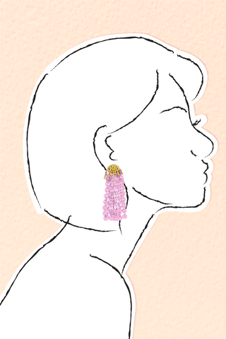 Sequin Waterfall Earrings - Lilac