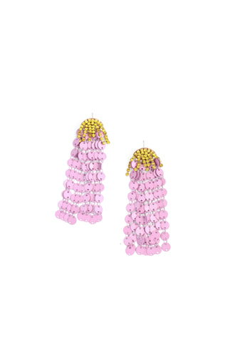 Sequin Waterfall Earrings - Lilac