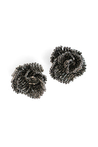 Festive Floral Earrings - Black