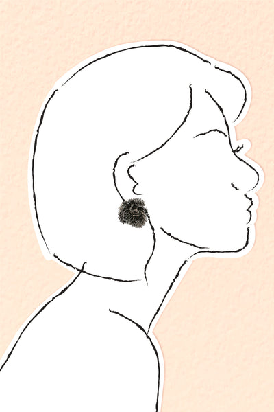 Festive Floral Earrings - Black