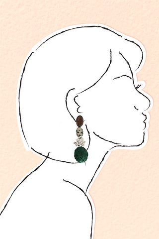 Wicker Basket Weave Earrings - Green