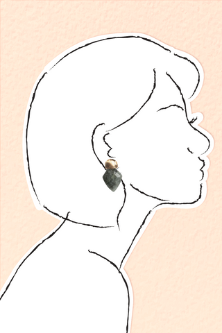 Mini Shield Quartz Earrings - Labradorite