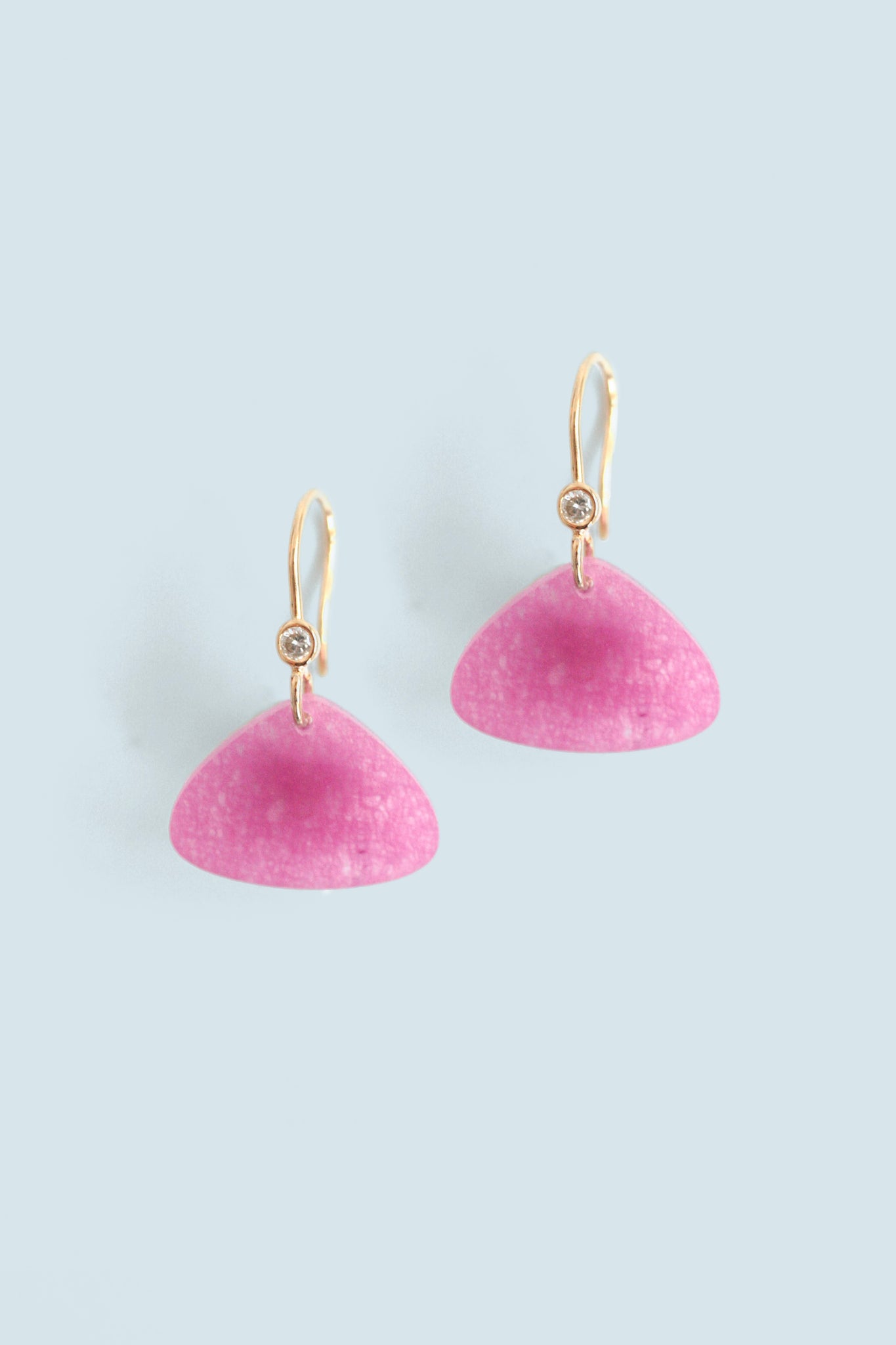 Triangular Drop Earring - Pink