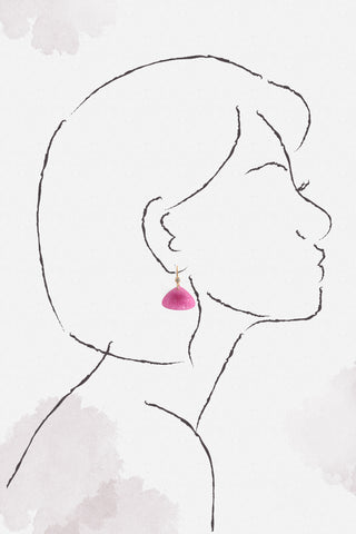 Triangular Drop Earring - Pink