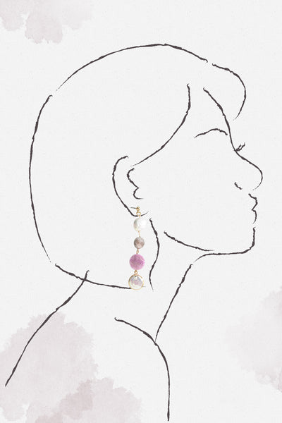 Druzy Coin Pearl Drop Earrings