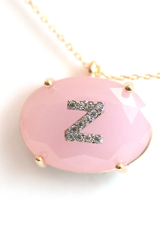 Jeweled Monogram Pendant Necklace