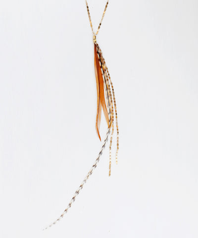 Glistening Long Feather Delicate Necklace
