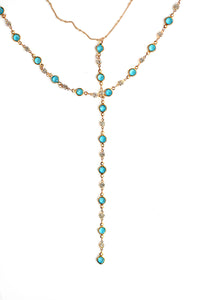 Double Y Necklace - Blue