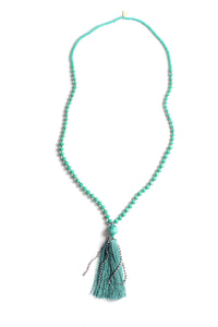 Crystal Tassel Necklace - Turquoise