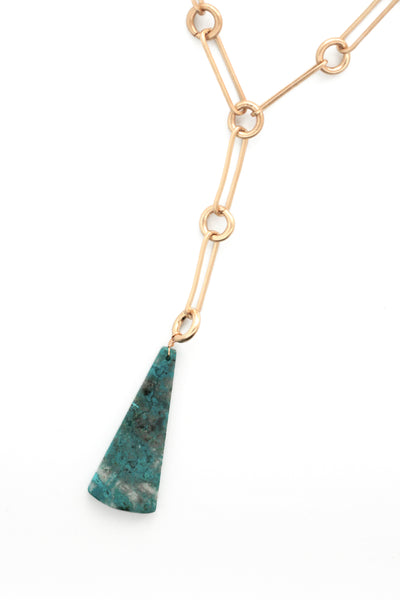 Triangle Pendant Chain Necklace - Turquoise