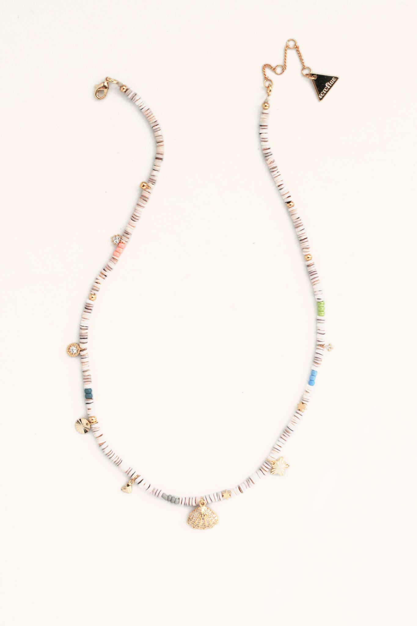 Beaded Charm Necklace - White