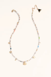 Beaded Charm Necklace - White