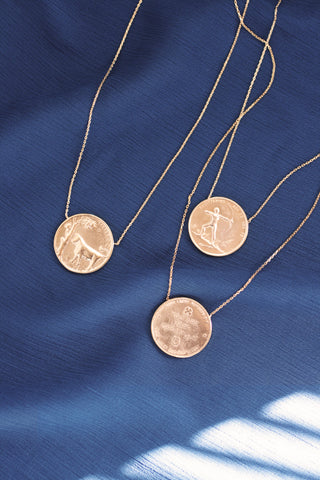 Vintage Inspired Zodiac Sign Coin Necklace