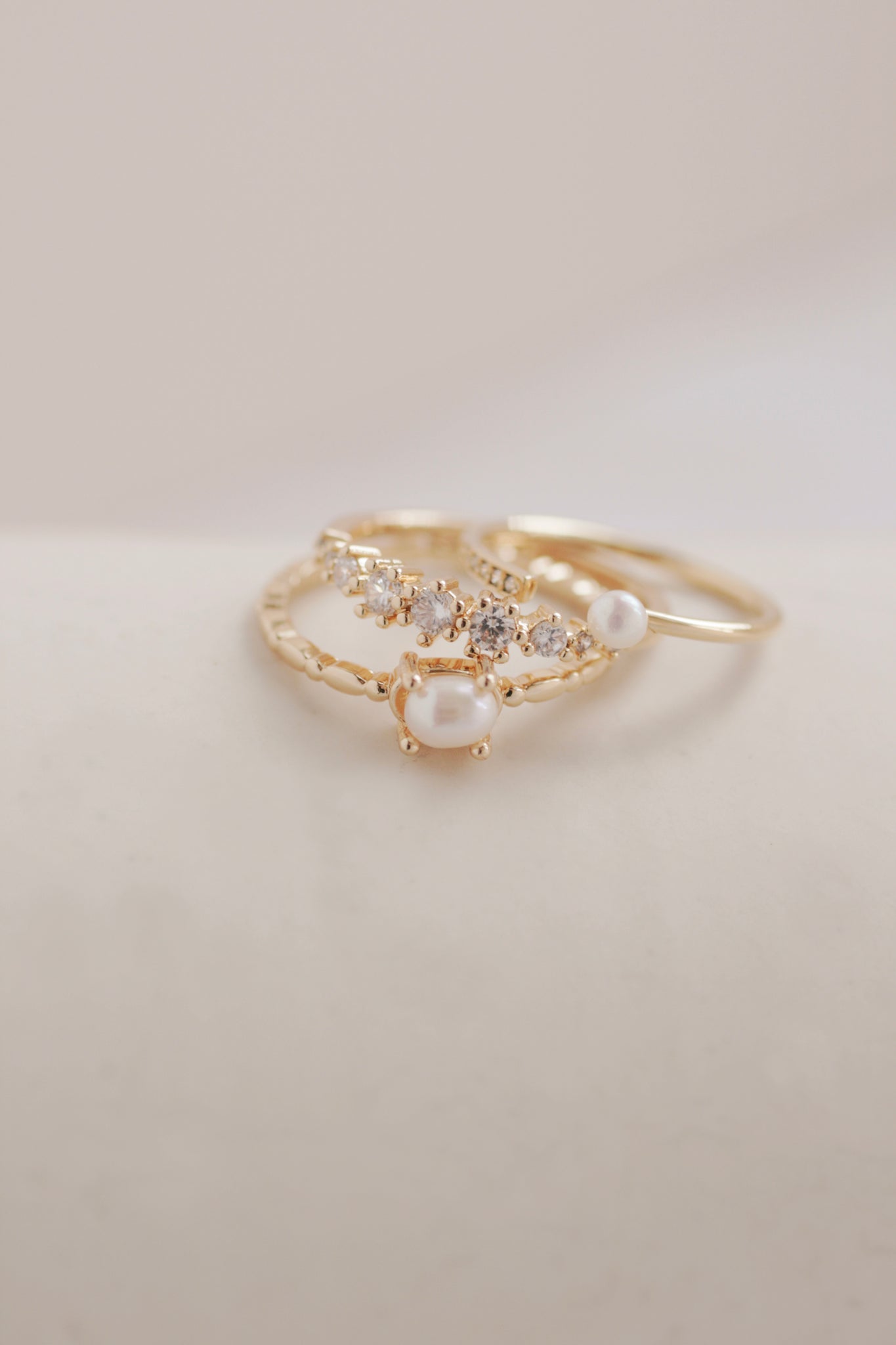 Pearl Embellished Stacking Rings