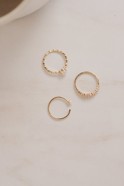 Pearl Embellished Stacking Rings
