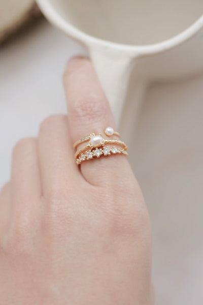 Pearl Embellished Stacking Rings